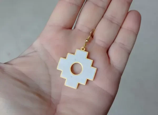 Producto - Aros chakana de cuarzo blanco