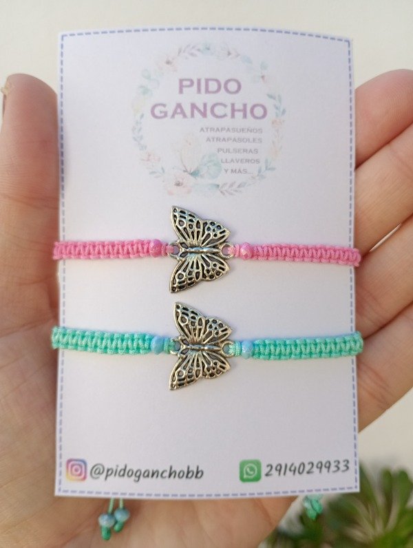 Producto - Set 2 pulseras trenzadas con mariposa