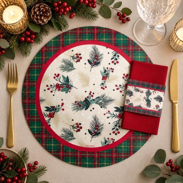 Producto - Set Platos De Sitio Papel + Porta Servilletas X 24 Unid. Navidad - 13