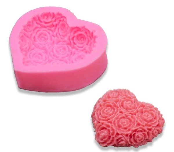 Producto - MOLDE SILICONA CORAZON CON ROSAS INDIVIDUAL - 0