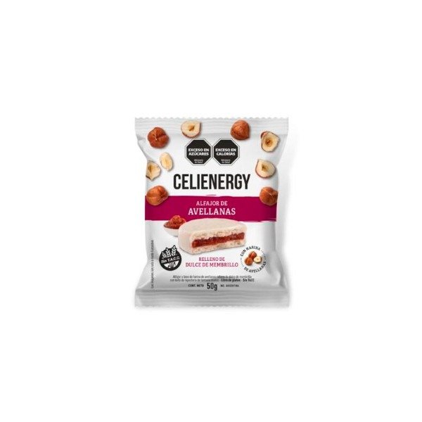 Producto - Alfajor de Avellana Blanco Relleno con Membrillo x 50g CELIENERGY