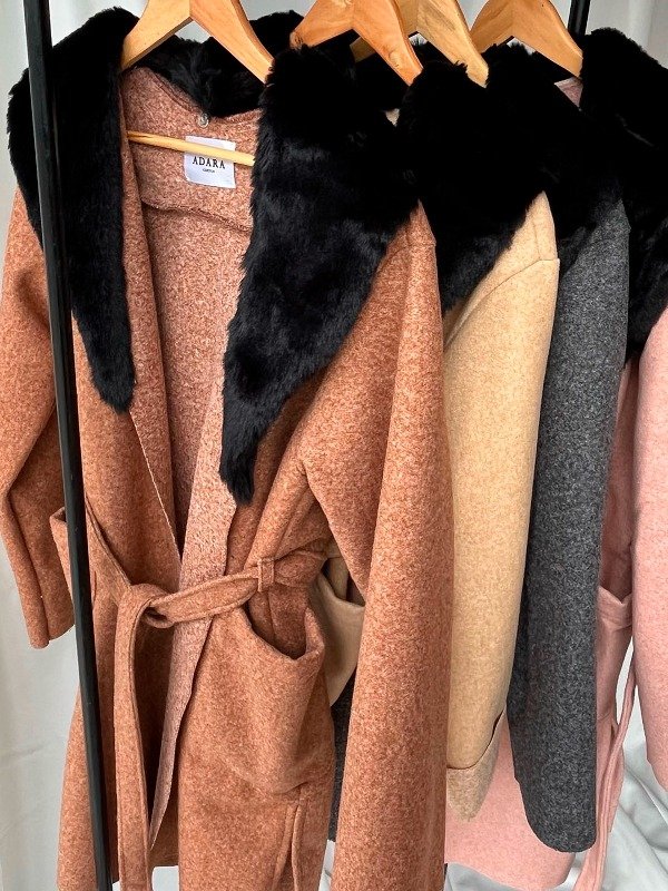 Producto - Tapado de paño y piel desmontable - Habano