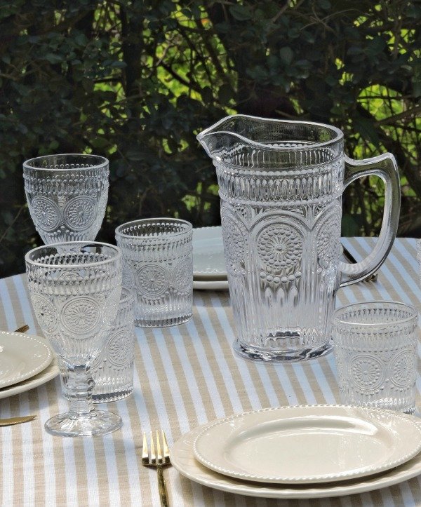 Producto - Set de cristalería COMPLETO jarra, copas y  vasos