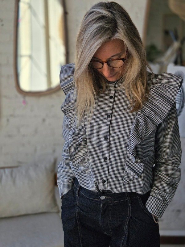 Producto - CAMISA A CUADROS CON VOLADOS