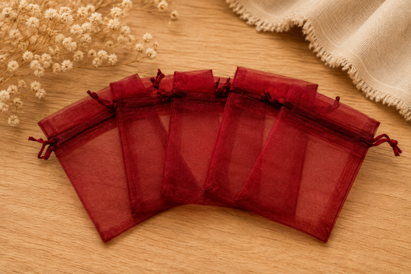 Producto - Bolsa de organza bordo 7x9
