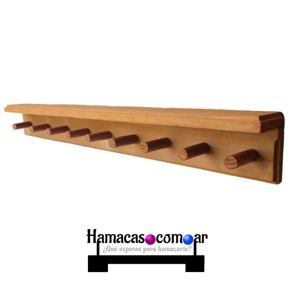 Producto - Perchero madera premium para pared largo 90 cm con 9 perchas