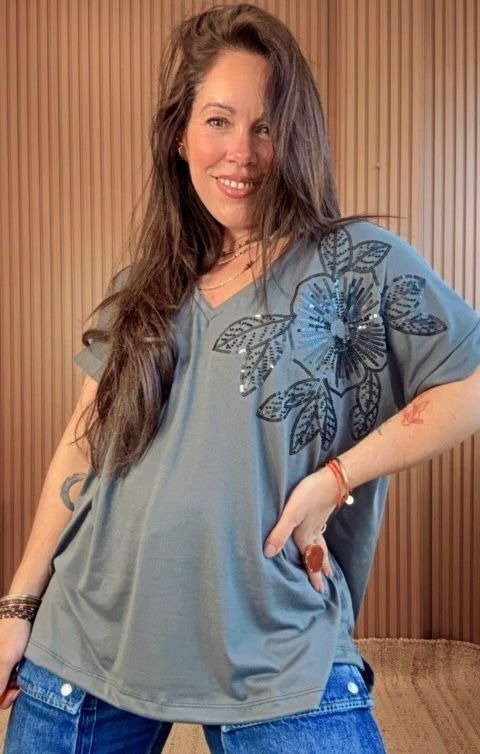 Producto - Remeras Bordadas Lentejuelas Canutillos 32.640 TRANSF Primavera Gris Amplia 130