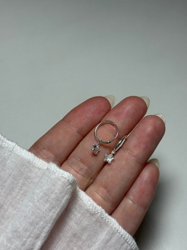 Producto - Argollas lisas con dije estrella - 4