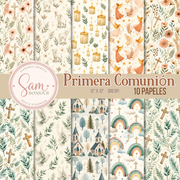 Producto - Archivo digital: Kit de papeles Primera Comunión