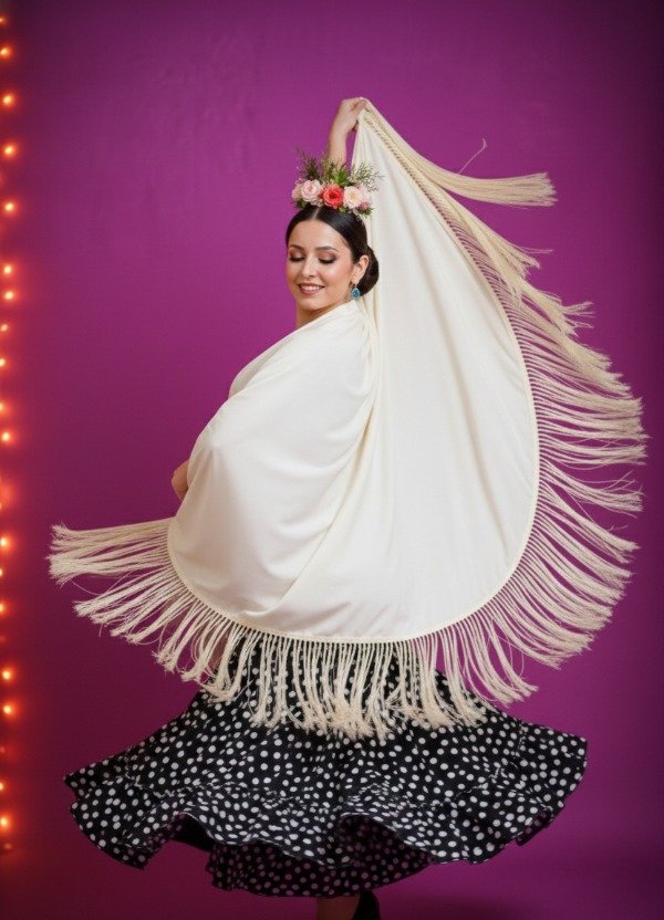 Producto - Mantón Cuadrado 150 cm x 150 cm  Natural Con Flecos Artesanales PRE VENTA