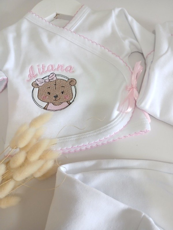 Producto - Ajuar personalizado 3 piezas osita rosa - 1