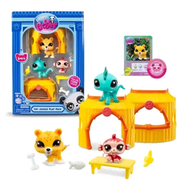 Producto - New Littlest Pet Shop Set 3 Mini Mascotas G7 #50 #52 Play Pack Tiki Jungle