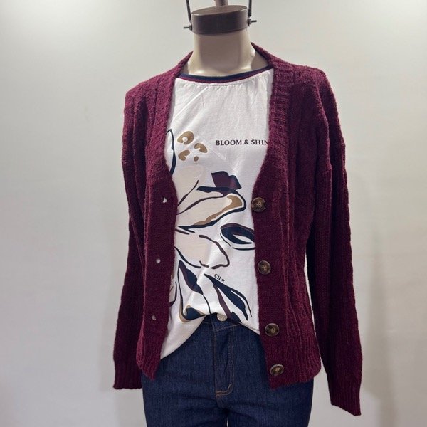 Producto - Cardigan Juana Borgoña