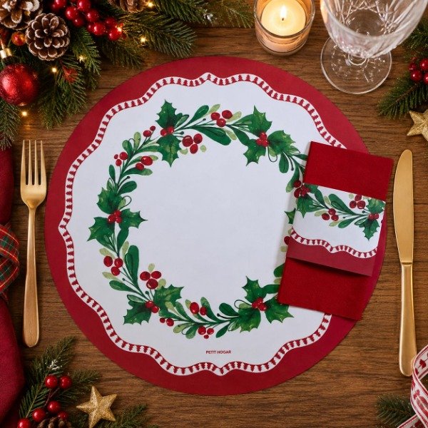 Producto - Set Platos De Sitio Papel + Porta Servilletas X 24 Unid. Navidad - 7