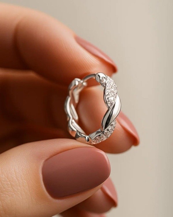 Producto - Aros de Plata Rodinada - Argollas torzadas