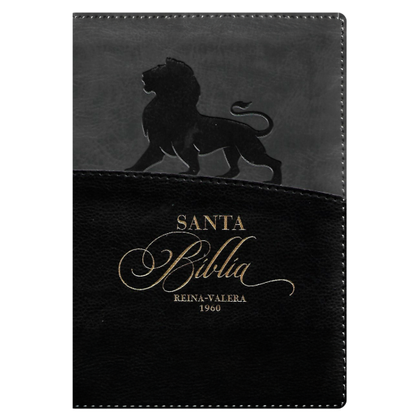 Producto - Biblia Reina Valera 1960 Mediana Léon DuoTono Gris Oscuro Y Negro