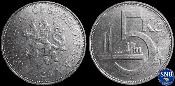 Producto - Checoslovaquia - 5 Coronas (1928) KM #11 [VF] - Primera República (1918-1938)