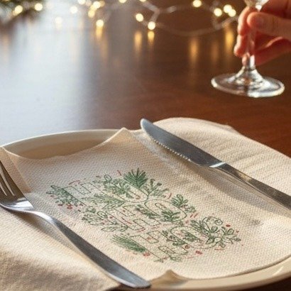 Producto - SERVILLETAS NAVIDEÑAS PURO PAPEL TISSUE TRIPLE HOJA SIMIL TELA 33X40  25U.
