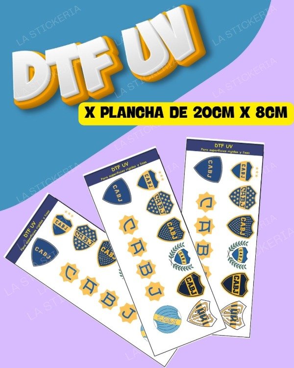 Producto - DTF UV PLANCHA X UNIDAD 20CM X 8CM - BOCA JUNIORS