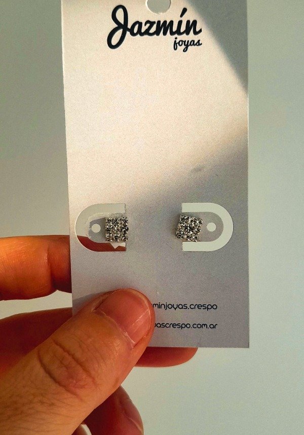 Producto - Aros Pasantes Cuadrado Strass