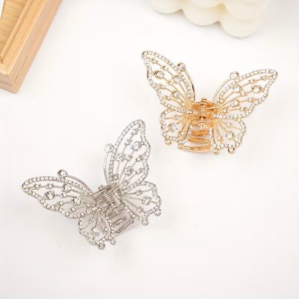 Producto - Broche metálico brillo Mariposa Dorado/Plateado 02