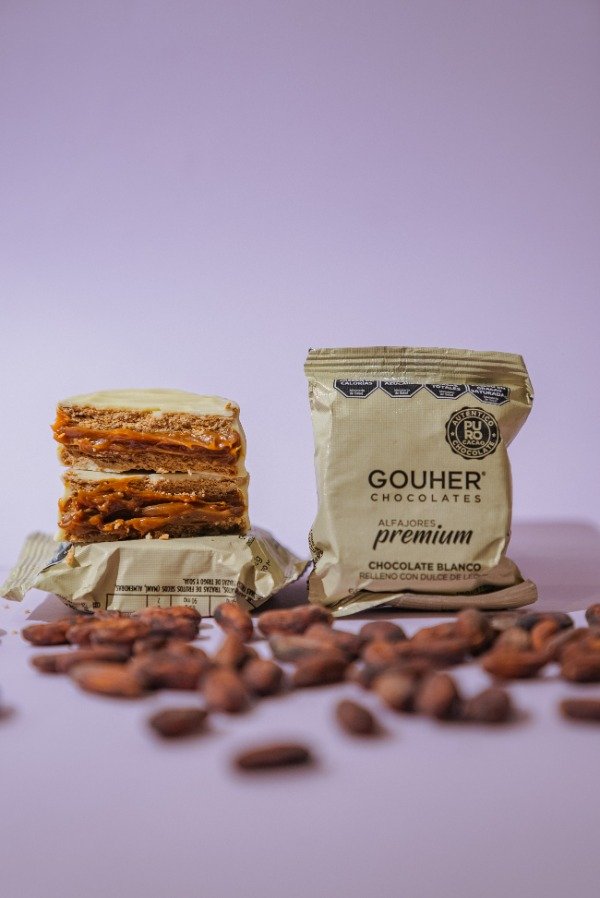 Producto - Alfajor de chocolate blanco relleno con dulce de leche