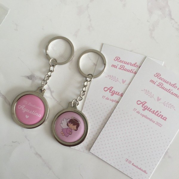 Producto - PACK TARJETA DE RECUERDO LLAVERO CADENA PERSONALIZADO - BAUTISMO