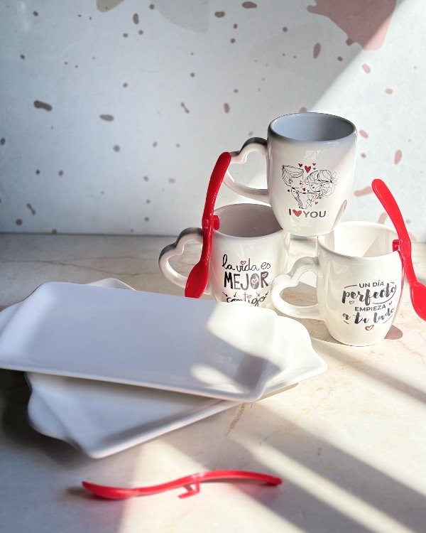 Producto - Kit N1 "Enamorados" 3 Bombé Grandes+ 3 Band. Rectangulares + 3 Cuch.