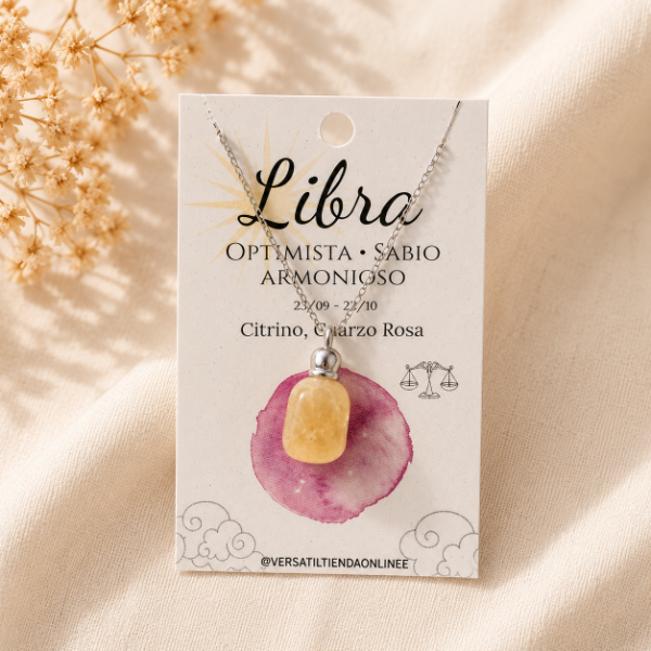 Producto - Dije Libra con Piedra Natural y Cadena de Acero Quirúrgico