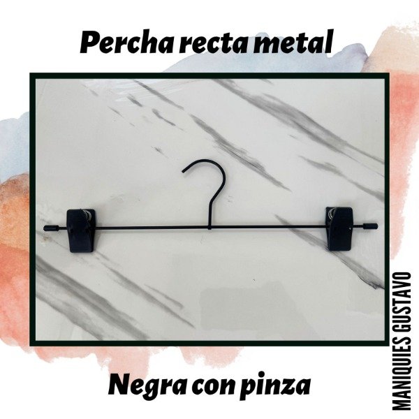 Producto - Percha recta metal con pinza negra adulto