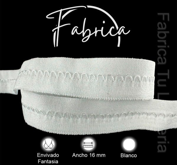Producto - Envivado o Elástico Partido Fantasía Blanco 16mm (1 metro)