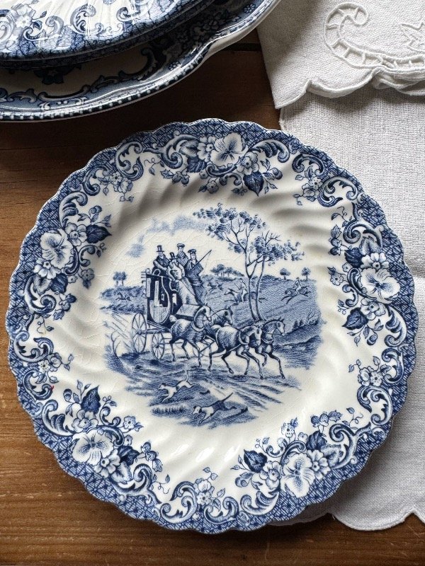 Producto - Plato de postre de loza inglesa Johnson Bros Ironstone Coaching Scenes - 0