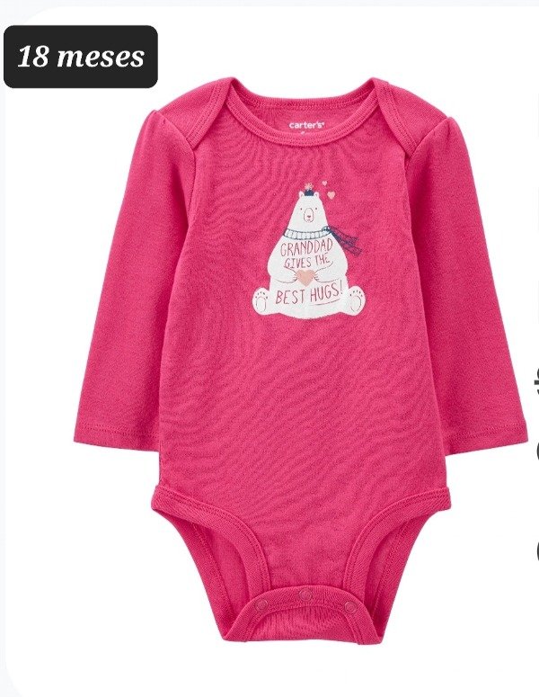 Body carters manga larga talle 18 meses fuxia