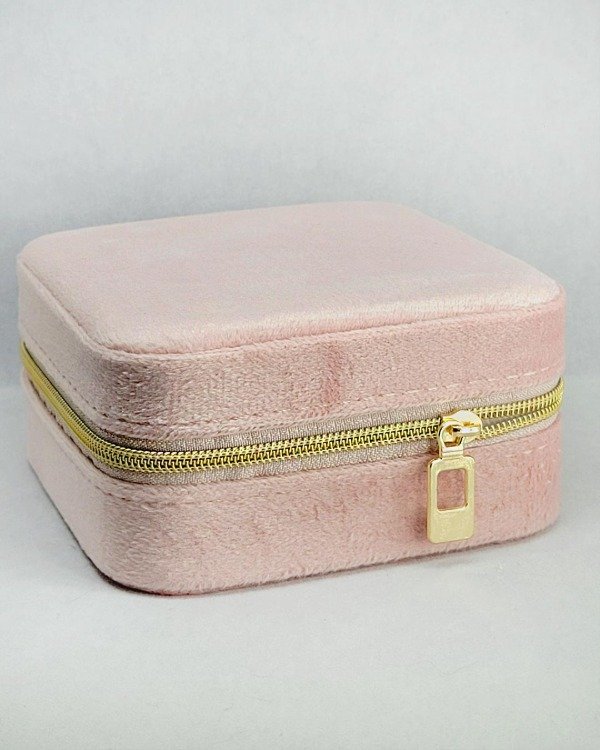 Producto - BI 663 - Alhajero - Joyero aterciopelado Rosa Pastel con cierre dorado - 2