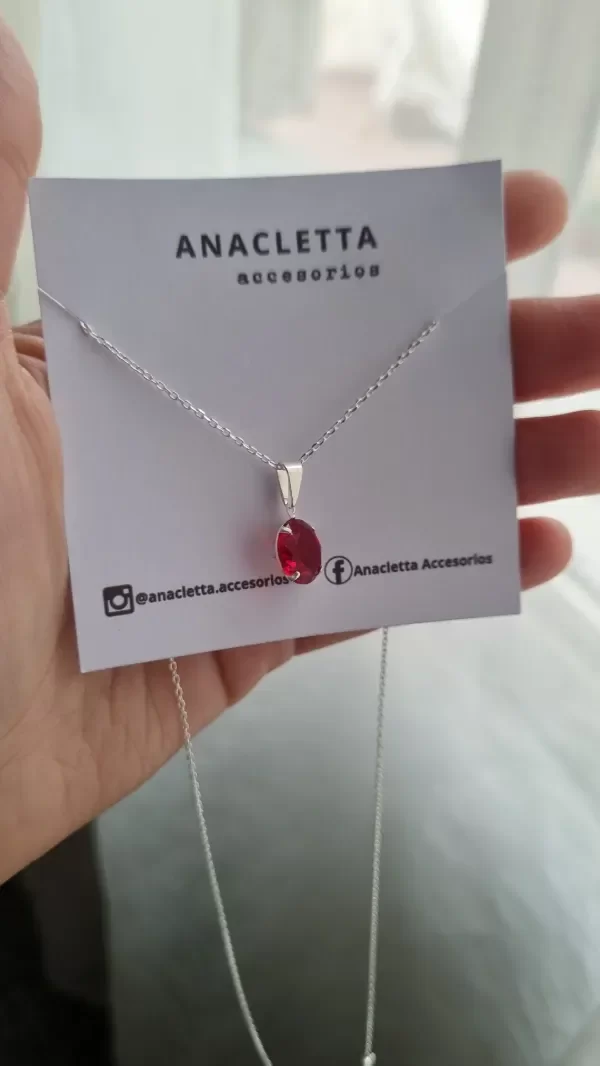 Producto - Gargantilla cubic rojo mediano 45cm plata 925