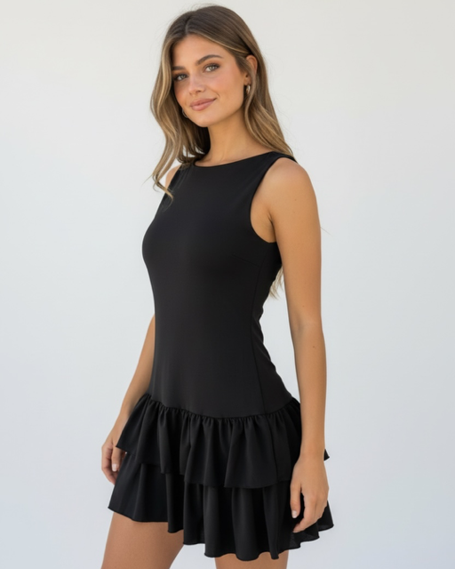 Producto - VESTIDO NEGRO MICRO VOLADOS MALENA 0824 - 0