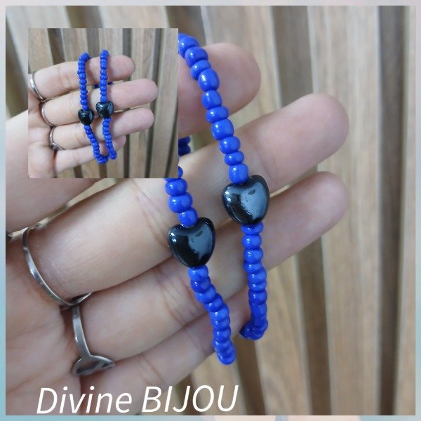 Producto - Pulsera corazones cerámica azul