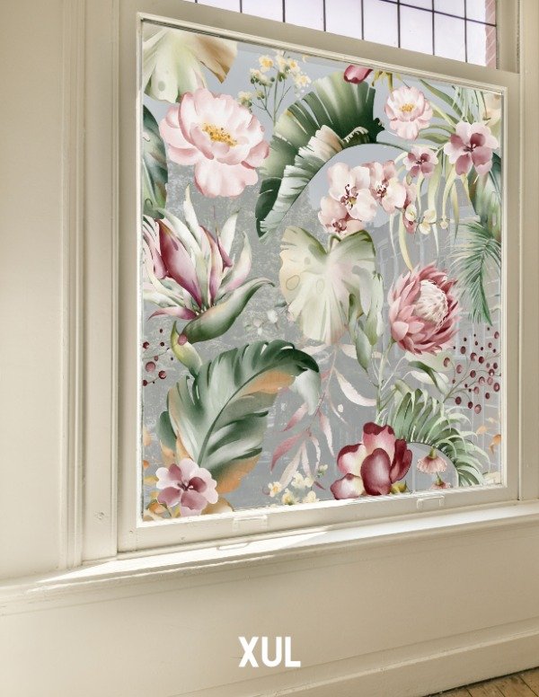 Producto - Esmerilado impreso ventana Floreado