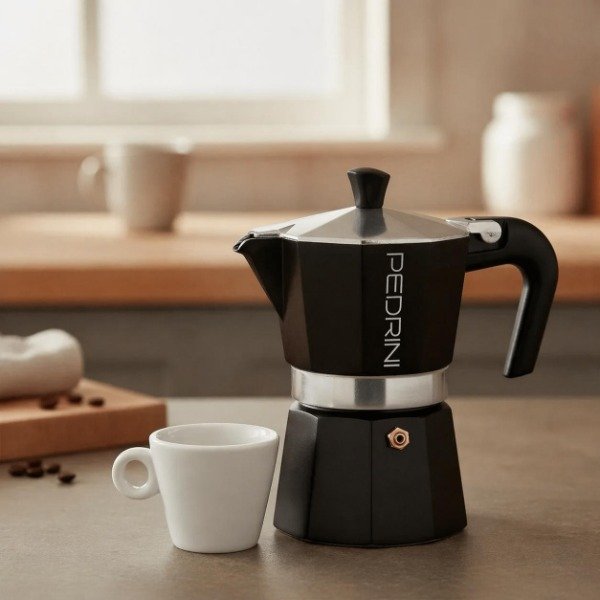Producto - Cafetera 3 Pocillos Aluminio Pedrini Aroma Negra Antracita