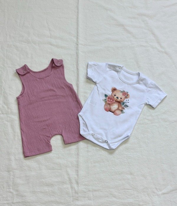 Producto - Conjunto Jardinero + Body Rosa