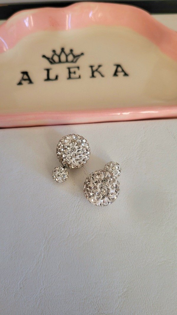 Producto - Aros doble bola de fuego blanco de acero quirúrgico - 1