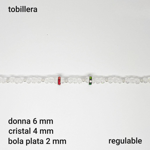 Producto - TOB #FP - Tobillera cristal de roca y donna 6mm (DOLAR)