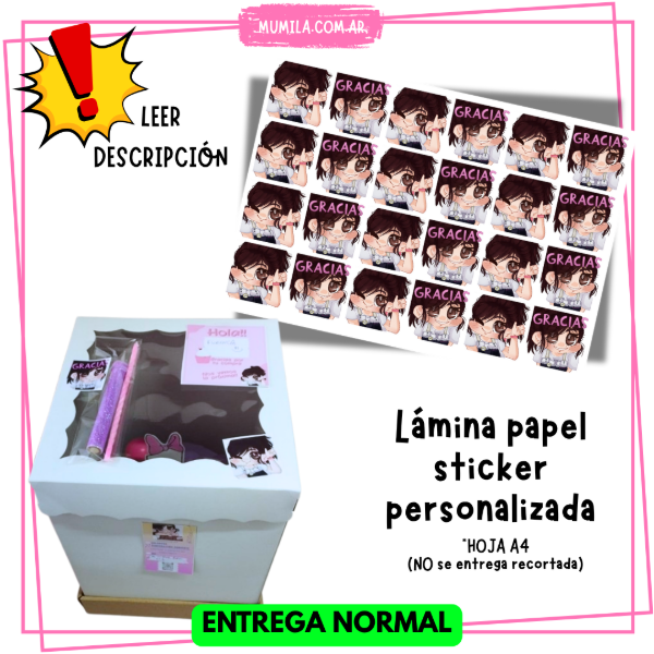 Producto - Lámina Sticker Personalizada Tiempo de entrega NORMAL