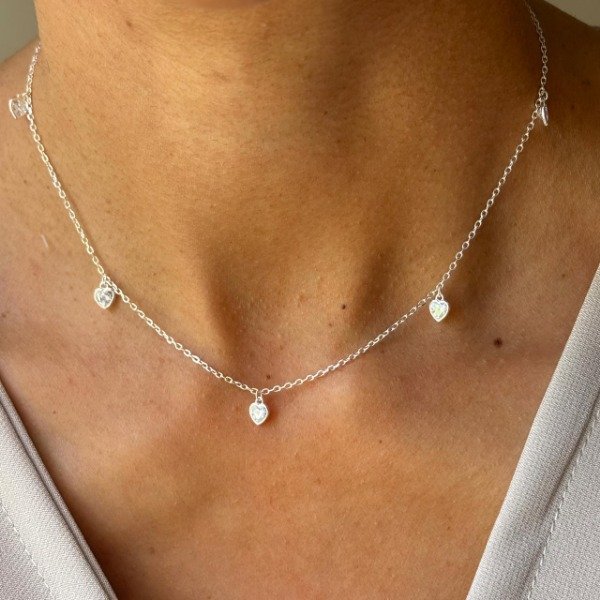 Producto - Cadena + dijes corazones con strass (cod.870)