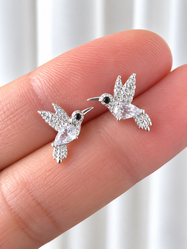 Producto - Aros colibrí con CUBICS blanco (13mm) - 1