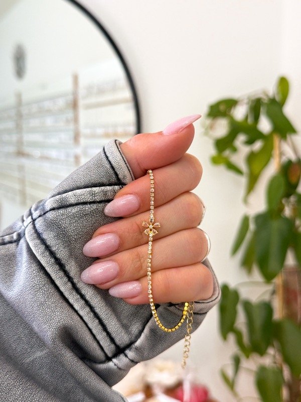 Producto - Pulsera bañada en oro flor cúbics