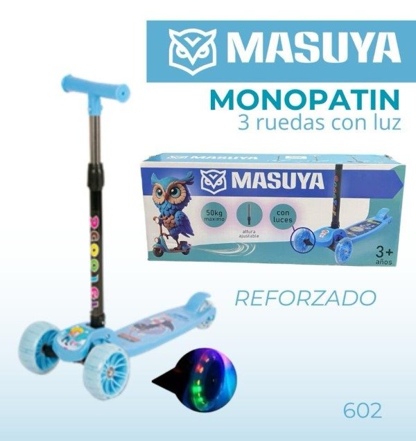 Producto - Monopatín con luz en las ruedas Masuya reforzado