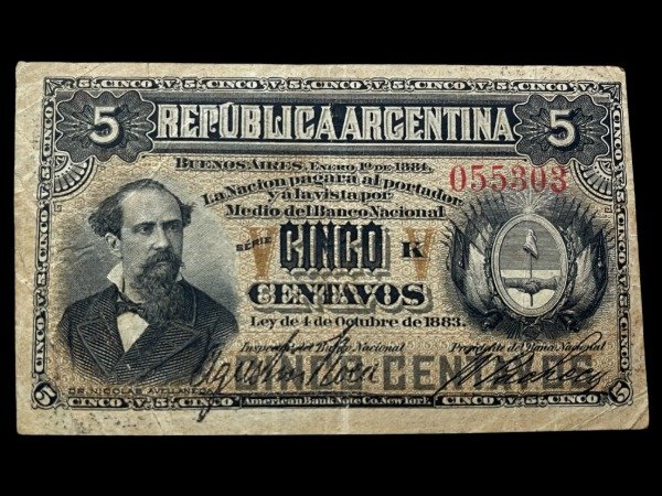 Producto - Argentina (1884) 5 Centavos. Roca - Pacheco