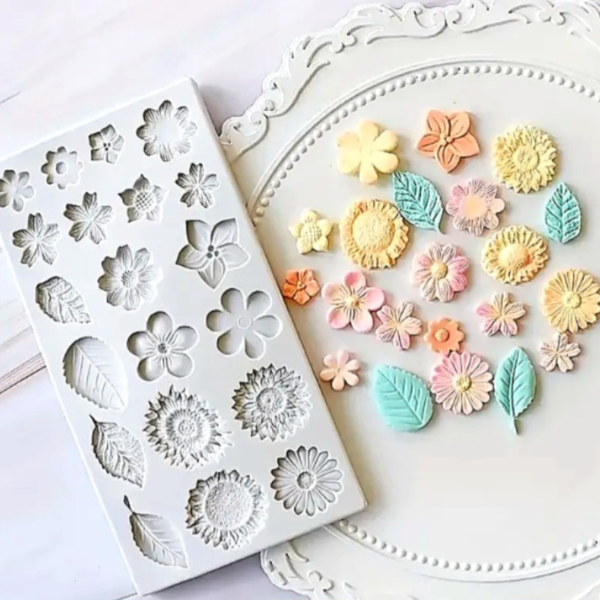 Producto - Molde flores y hojas (9 x 17cm )