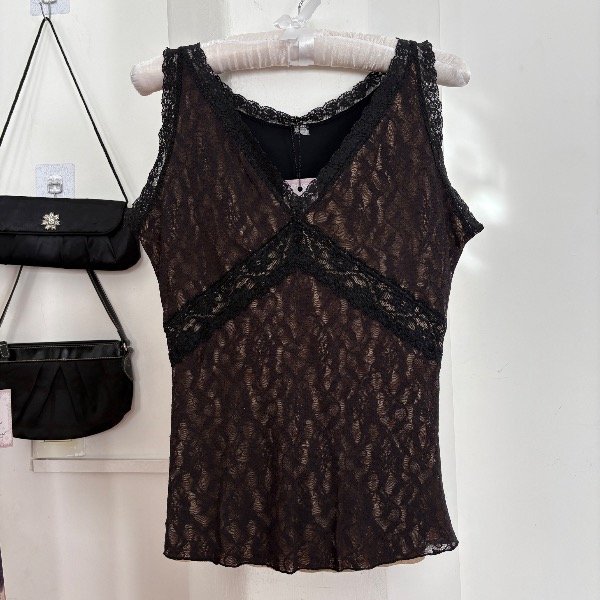 Producto - Cami Top Cuello en V Encaje Talle M N5